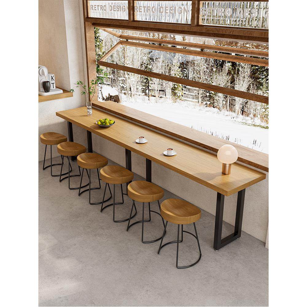 铁艺实木长条窄桌快餐店食堂矮吧台桌奶茶小吃店靠墙靠窗桌椅组合,商业/办公家具,酒吧台,淘宝优惠券,粉丝福利购,淘宝优惠卷