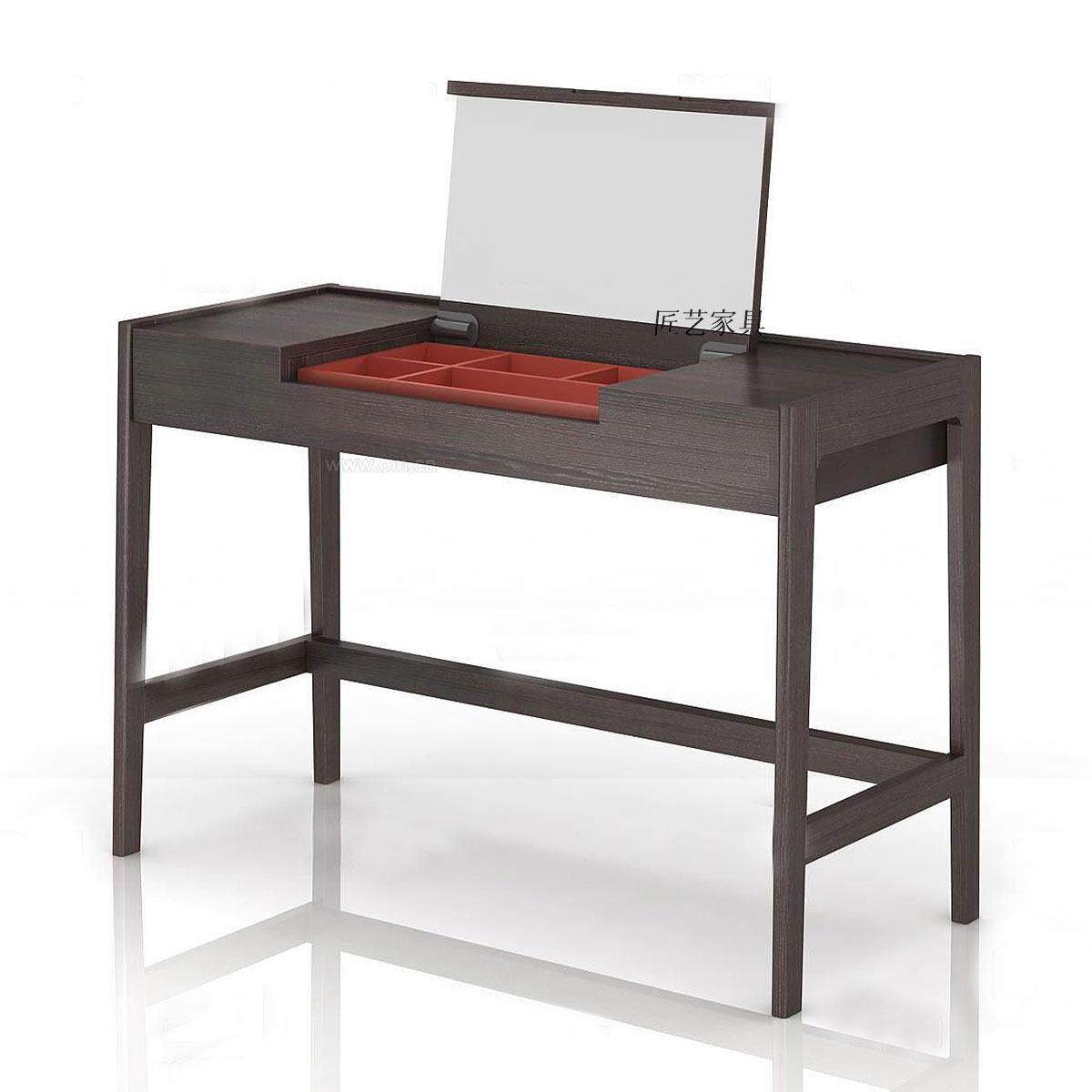 新中式实木梳妆台北欧卧室化妆桌带镜子收纳折叠翻盖多功能化妆台
