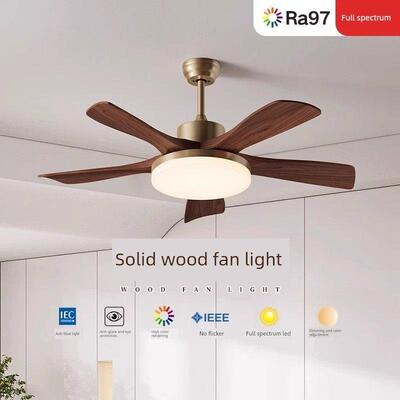 新中式古色古香胡桃色吊扇灯全铜高档扇吊灯客厅灯餐厅卧室灯