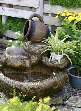 太阳能田园户外假山石流水喷泉阳台花园室内装饰景观欧式养鱼池