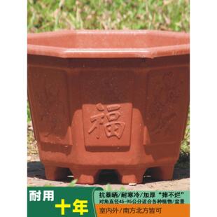 超大加厚古典八角形树脂塑料花盆庭院果树盆景三角梅龙盆