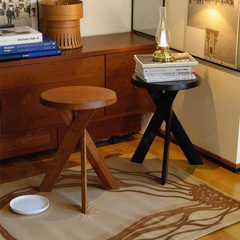 黑色实木小茶边几凳子沙发圆桌子床头柜中覆古风卧室矮置物架阳台,住宅家具,角几/边几,淘宝优惠券,粉丝福利购,淘宝优惠卷