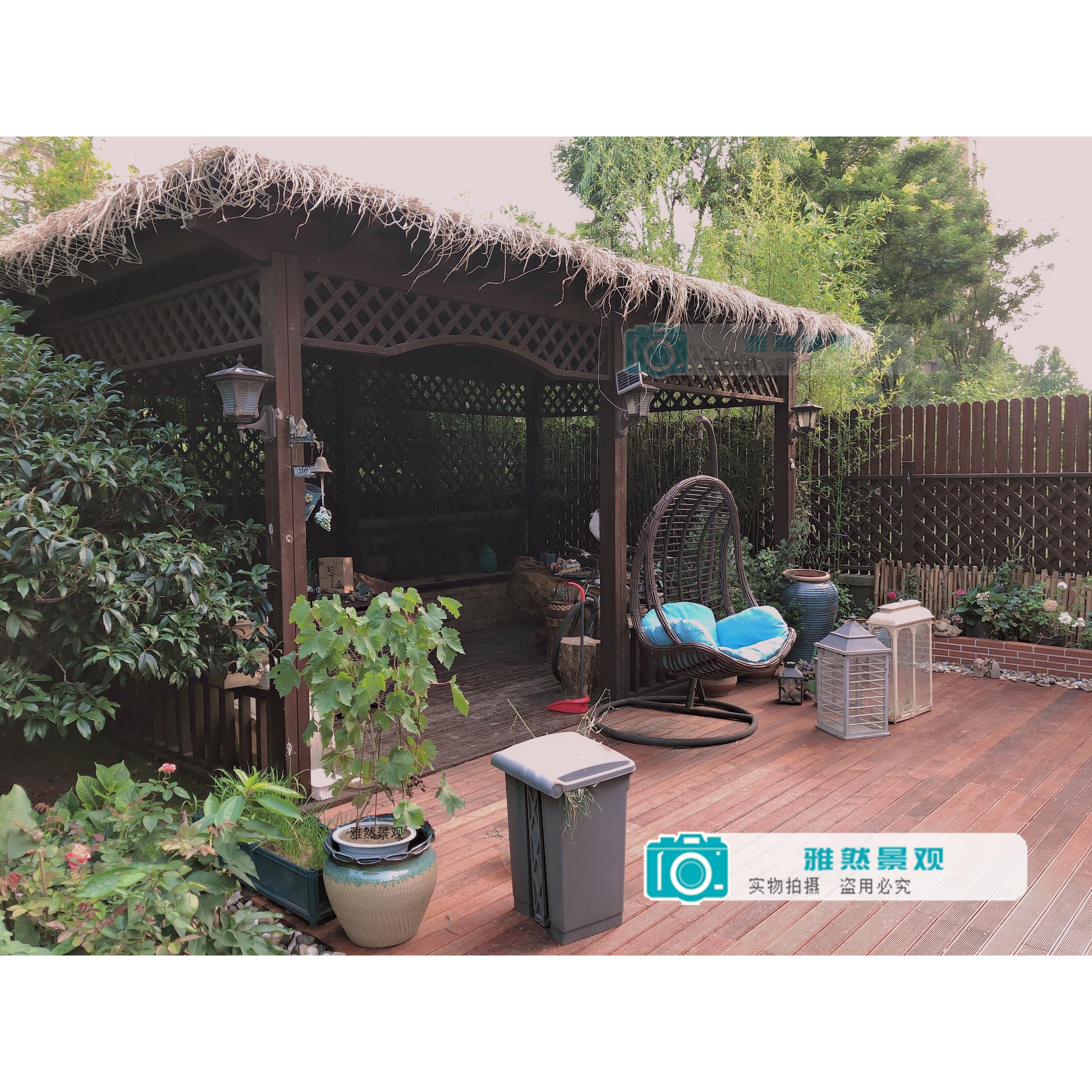 青岛 防腐木碳化木地板凉亭木屋葡萄架护栏花箱樟子松芬兰菠萝格