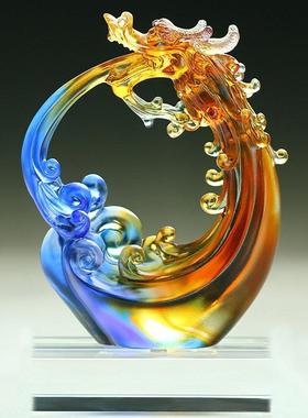 龙的吉祥物摆件琉璃生肖龙招财水晶工艺品新房子乔迁礼物送朋友