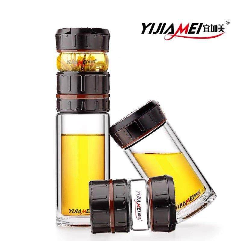 玻璃杯双层耐热茶水分离水杯带盖过滤男女士杯子泡茶杯便携旅行杯,餐饮具,玻璃杯,淘宝优惠券,粉丝福利购,淘宝优惠卷