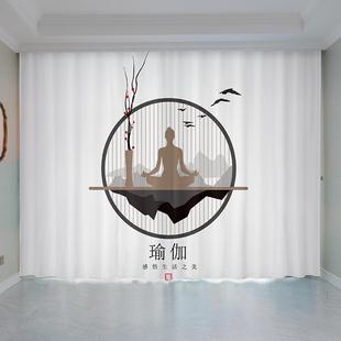 网红隔断帘 瑜伽馆窗帘现代简约小清新禅意舞蹈室遮挡布免打孔个性