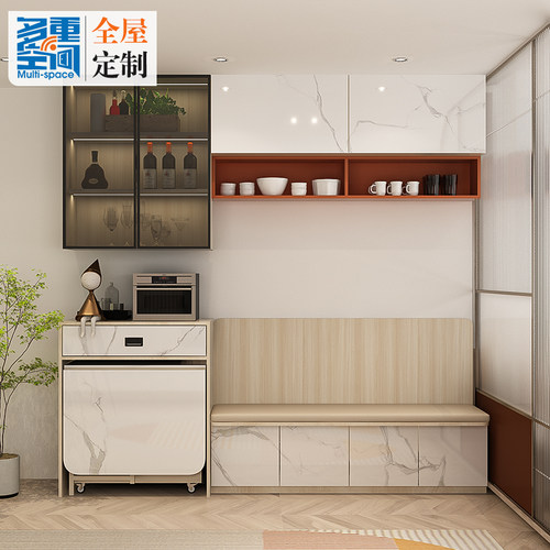 定制卡座多功h能折叠餐桌椅 餐边柜酒柜现代简约公寓小户型省空间