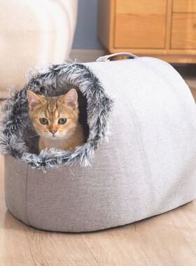 新款秋冬御寒猫窝封闭式宠u物窝睡袋大号冬季深度睡眠猫床猫屋厂