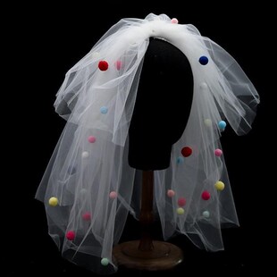 夏季 彩色小众g头纱设计感多巴胺少女配饰求婚领证登记发饰拍照道