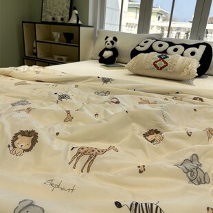 可爱卡通动物园夏凉被少女针织空调被薄被L子被芯可机洗裸睡超柔