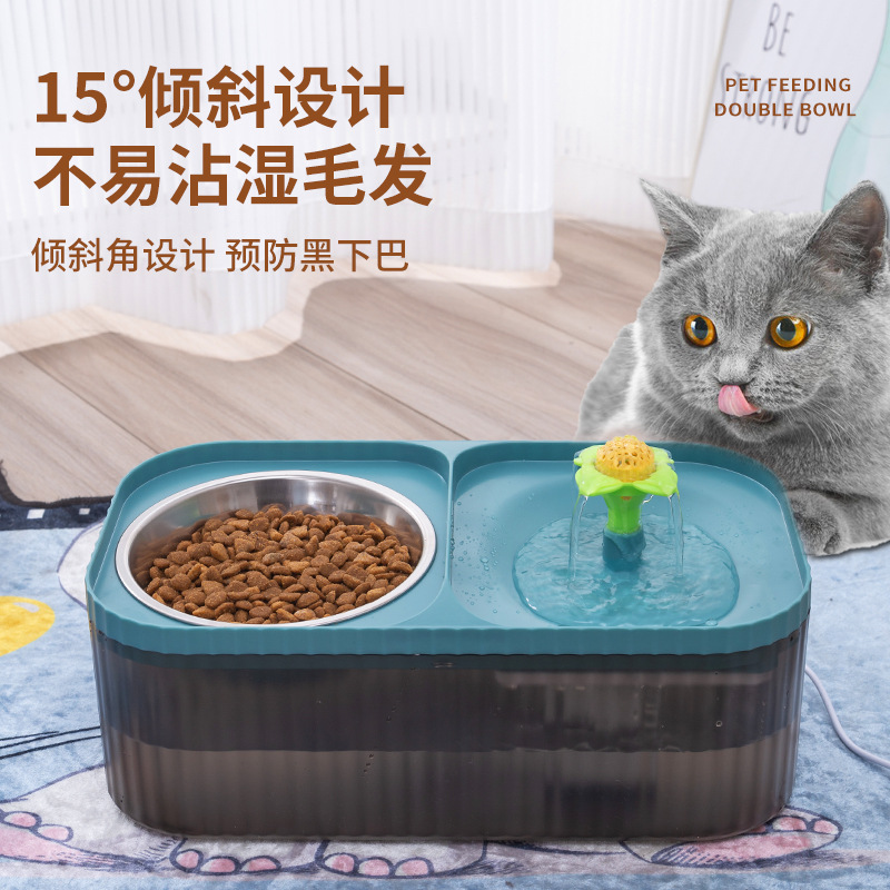 猫咪自动饮水机大容量喂食器静音饮D水器一体流动水狗喝水宠物用