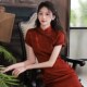 少X女长款 新娘敬酒服回门年轻款 连衣 改良版 酒红色旗袍2023年新款
