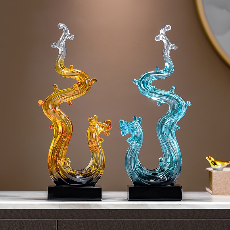 现代风生a水起轻奢高档艺术摆件高级感入户玄关造景电视机柜装饰