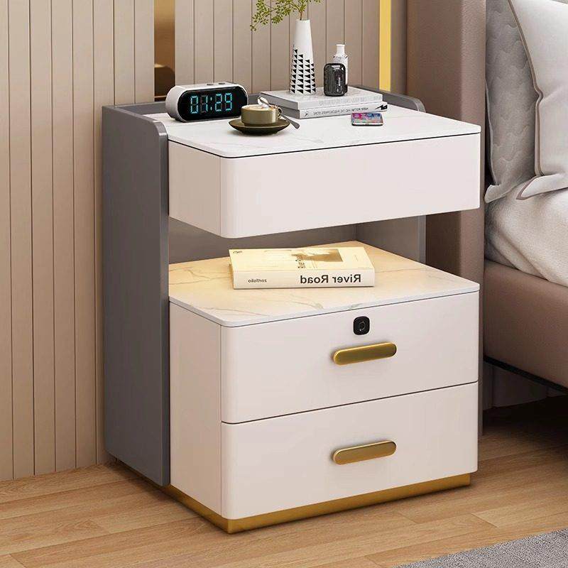 智能烤漆床头柜简约现代高级感实木三抽免安装卧室床头储物收纳柜,住宅家具,床头柜,淘宝优惠券,粉丝福利购,淘宝优惠卷