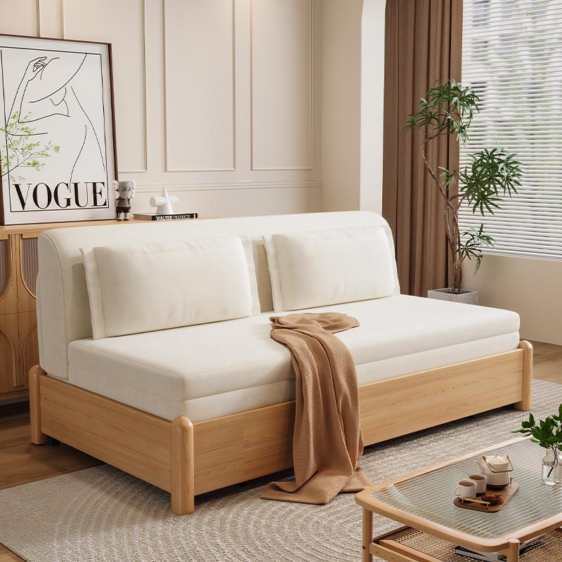 实木折叠沙发床2025新款无扶手小户型伸缩一体两用床客厅双人沙发