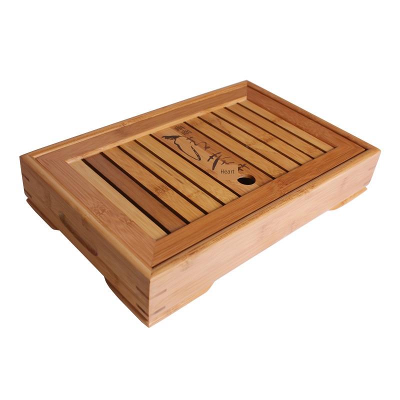 竹子竹制盛水茶盘小型办公功夫茶具简约储水式干泡盘家用茶海托盘