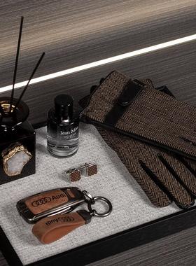 样板房入户玄关柜收纳托盘组合摆件手套车钥匙模型衣帽间软装道具