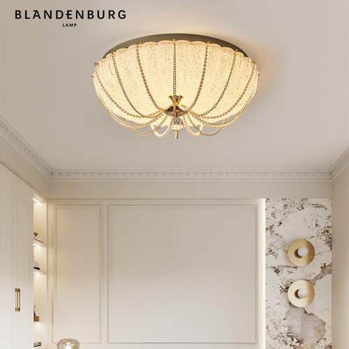圆形南瓜水晶灯法式轻奢现代主卧灯创意个性氛围感家用卧室吸顶灯