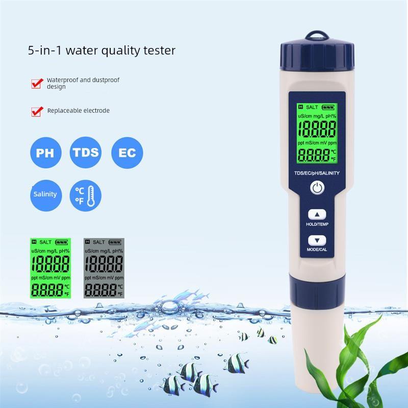 德国原装进口PH计/盐度/温度/TDS/EC五合一测试笔多功能水质测试