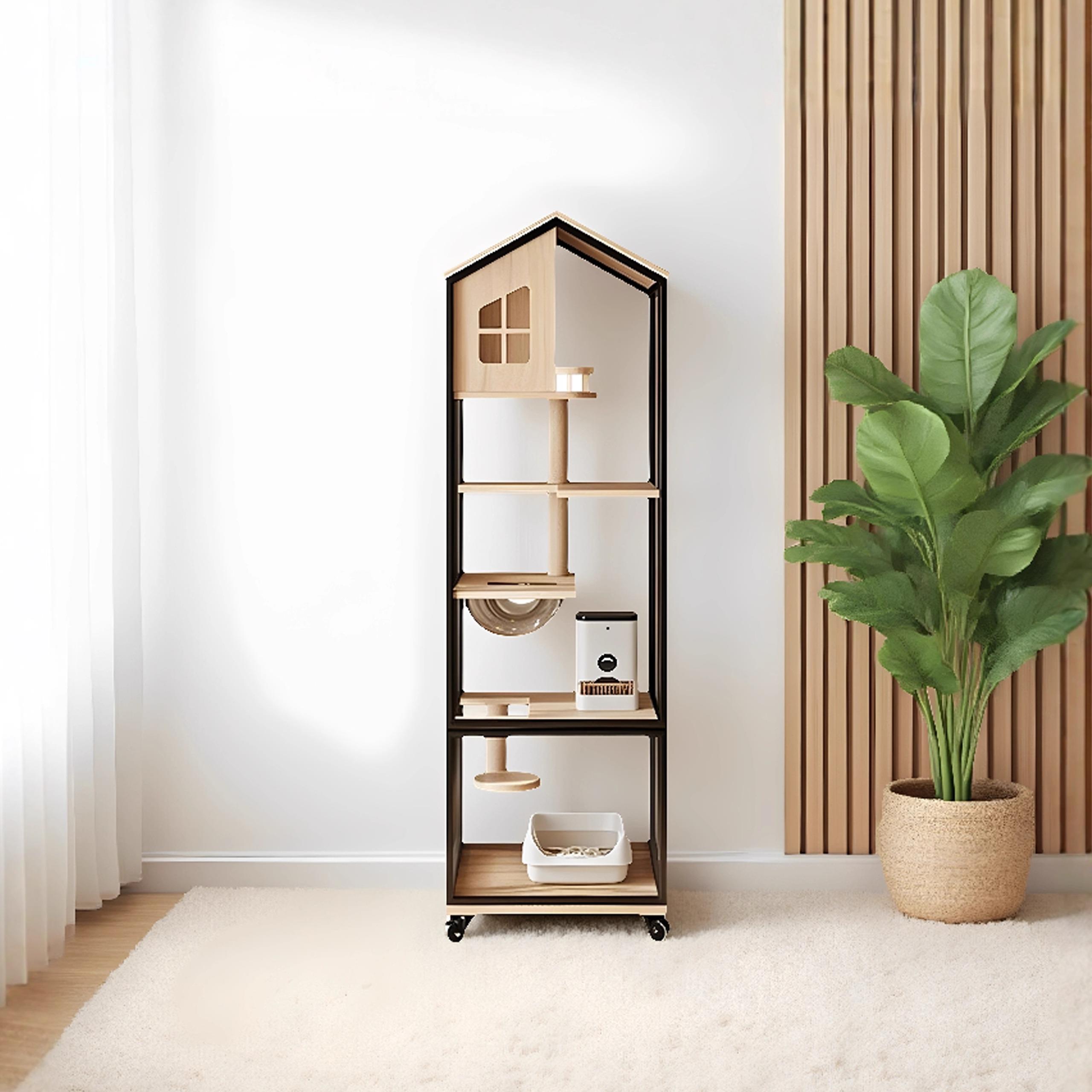 实木猫别墅小户型家用一体式猫窝猫砂盘厕所猫笼柜定制省空间室内