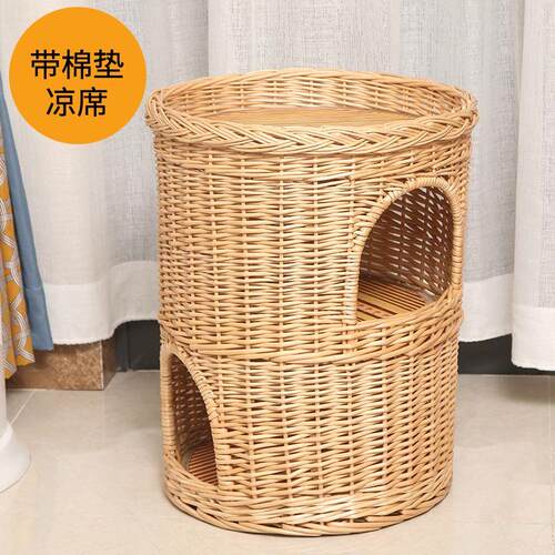 【柳木材质】夏季猫窝双层加大号猫笼藤编猫别墅网红爆款猫舍四季
