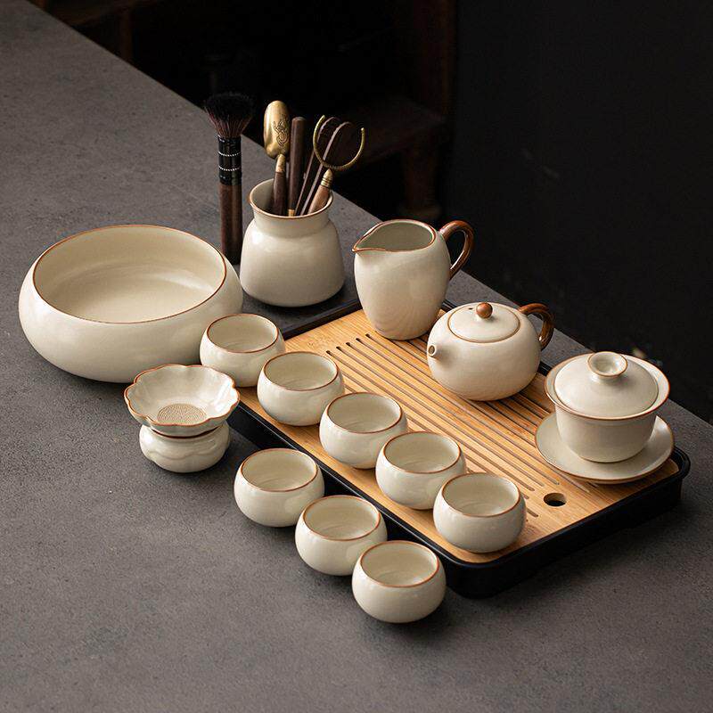 汝窑功夫茶具套组家用2026新款办公室喝茶泡茶盖碗茶壶茶杯子套装