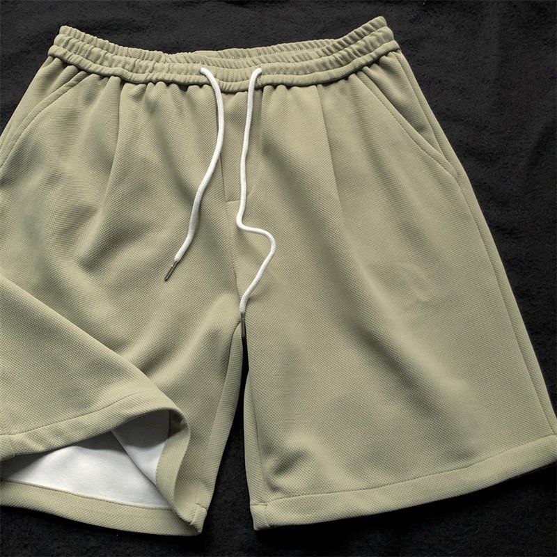 复古潮牌港风纯色绿色短裤男生夏季直筒运动裤五分裤宽松沙滩裤男,男装,短裤,淘宝优惠券,粉丝福利购,淘宝优惠卷