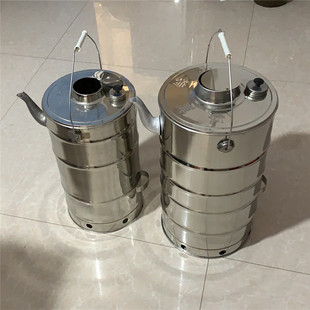 烧心壶不锈钢f烧柴烧水炉火烧心穿心壶快壶户外烧柴炉茶水炉柴火