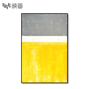 黄色抽象客厅沙发背景墙装饰三连画现代玄关抽象装饰画样板房挂画