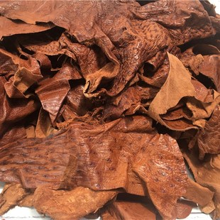 DZ206棕色鸵鸟皮边角料碎皮子称斤皮料手工真皮DVIY小挂件材料