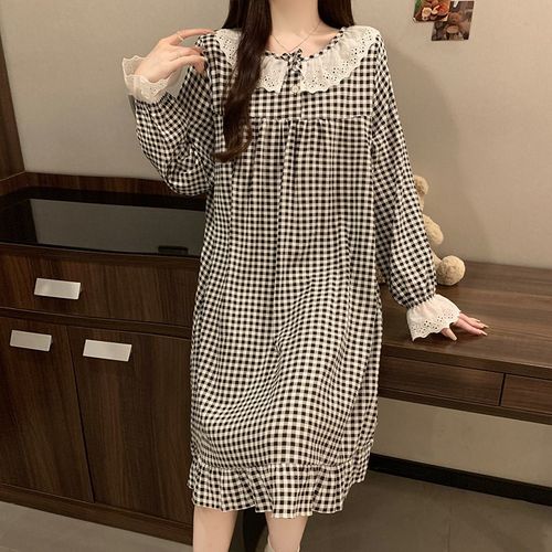 云朵棉睡裙少女春秋季新款甜美公主风长袖睡衣居家服可外穿洋装