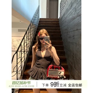 设计感花苞无袖 浪漫V领挂脖背心女夏季 美背上衣 辣妹波点 HuoHuo