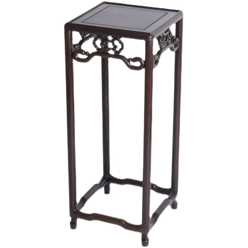 实木花架落地盆景架非洲黑檀木明式花几中式客厅木质方形置物架