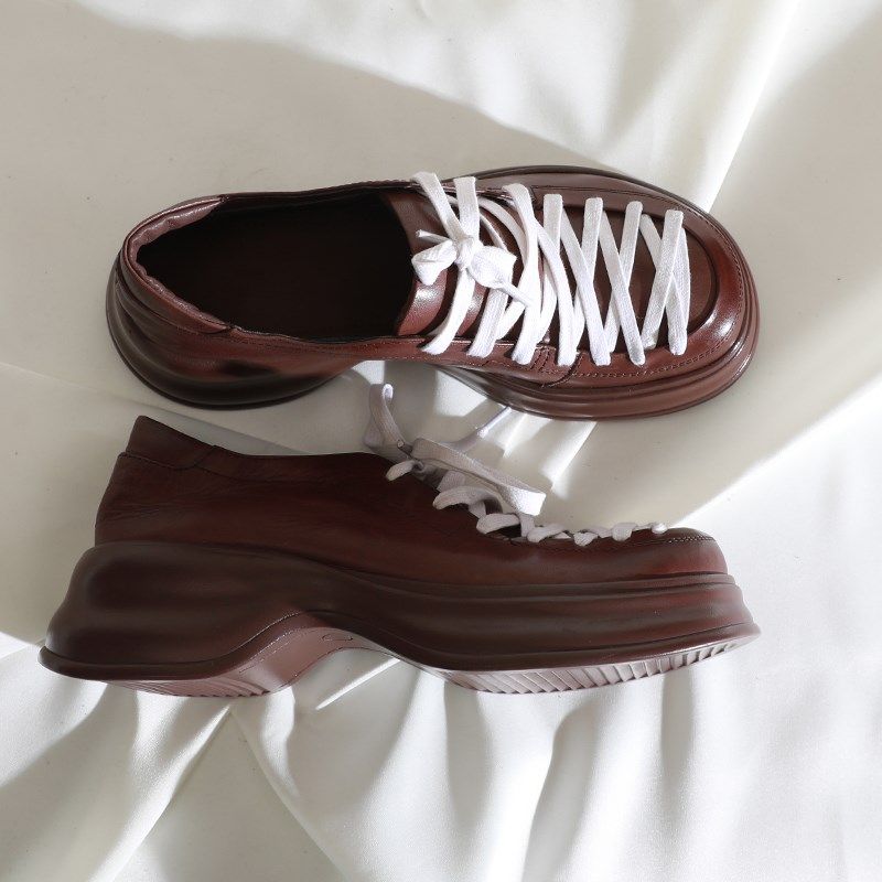 莲花府邸2025春季复古单鞋英伦圆头深口系带女鞋舒适休闲厚底牛皮,女鞋,深口单鞋,淘宝优惠券,粉丝福利购,淘宝优惠卷