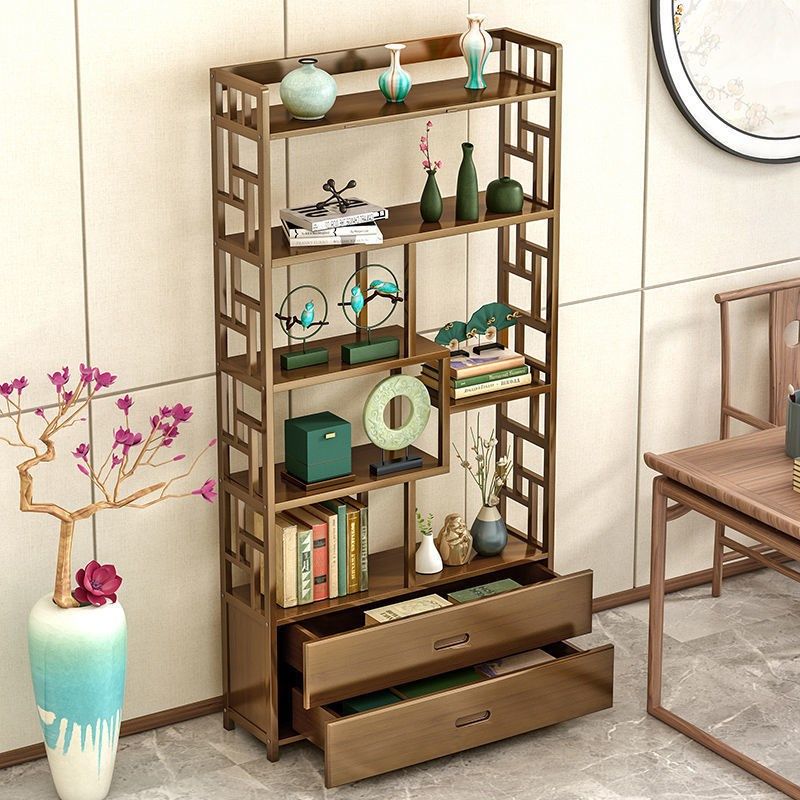 博古架实木新中式多n宝阁茶叶小展示柜摆件茶室置物客厅玄关书架