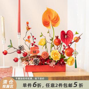 阿楹 高级感彷真火鹤花办公室彷生花摆件新年婚房鞋柜空调上方盆