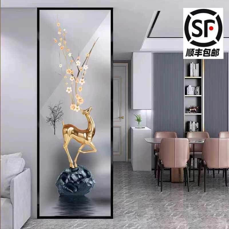 铁艺屏风隔断艺术玻璃简约现代玄关家用透光轻奢进入户门客厅遮挡