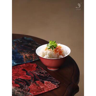 大鱼美器 豇豆红正德碗 景德镇陶瓷米饭碗汤碗绿茶碗新婚礼物乔迁