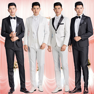 新款男士礼服新郎结婚西服套装男歌手主持人司仪演出服装照相馆拍