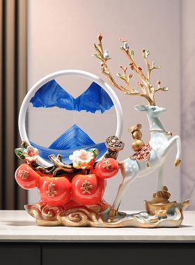 长辈送礼中老年人喜欢中式款式麋鹿摆件客厅摆设父母叔伯礼物礼品