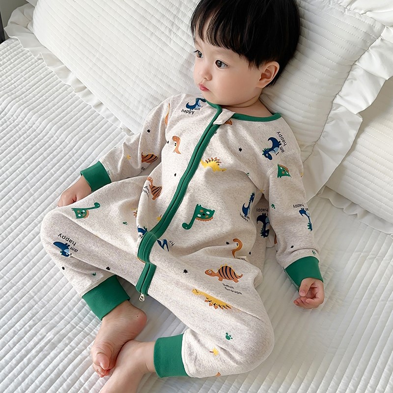 宝宝纯棉睡袋男童春秋分腿t防踢被女童卡通无骨连体衣儿童四季睡