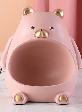 北欧轻奢熊钥匙收纳摆件玄关鞋柜电视柜客厅家居装饰品乔迁礼物