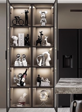 客厅酒柜装饰品摆件玻璃柜展示套装隔断电视柜轻奢高档陶瓷工艺品