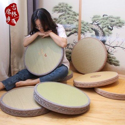 蒲团双面榻榻米打坐修禅垫圆形茶桌飘窗垫拜佛加厚草编席坐垫凳子