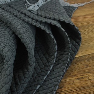 瓦娜家双层绗棉秋冬面料纯夹棉人字砂洗袍外套裙子服装 布炒色黑灰