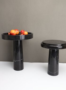 欧式创意黑色大理石盘摆件样板房售楼部卧室书房客厅桌面软装饰品