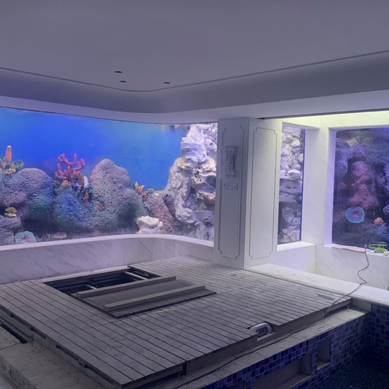 弧形圆柱水族箱专业海水缸创意海洋生态缸来图订做U定做亚克力鱼