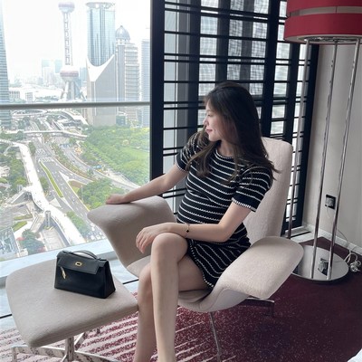 PEIPEI孕妇j装 夏天条纹纯棉上衣短款孕期连衣裙夏装宽松时尚外出