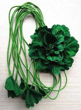 服装公司订单款式紫色黑s色土y黄浅咖啡花朵流苏绑带腰饰女士腰绳