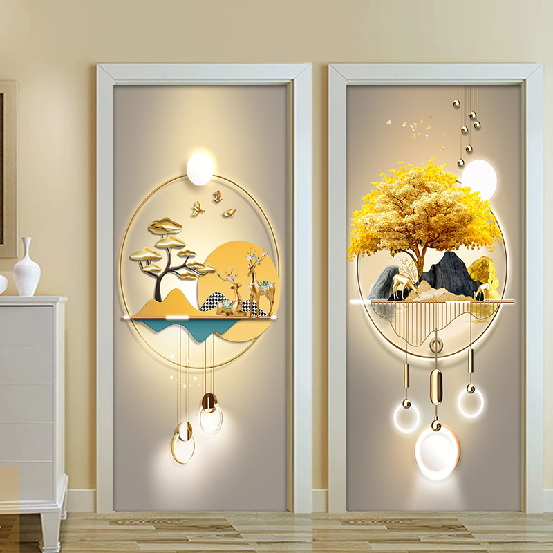 门贴纸整张自粘装饰防p水木门翻新房门旧门N遮丑玻璃门防走光贴画